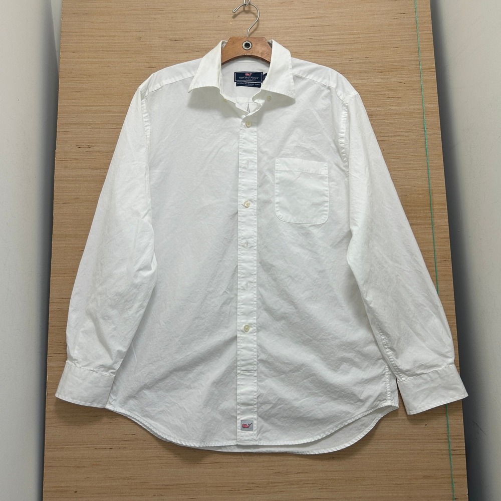 Vineyard Vines Mens White Classic Fit Murray Shirt Long Sleeve Cotton Size M